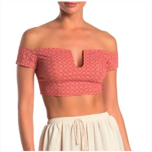 NWT Free People Lucky Now Brami Off-Shoulder Crop Top Size Medium - Picture 1 of 9